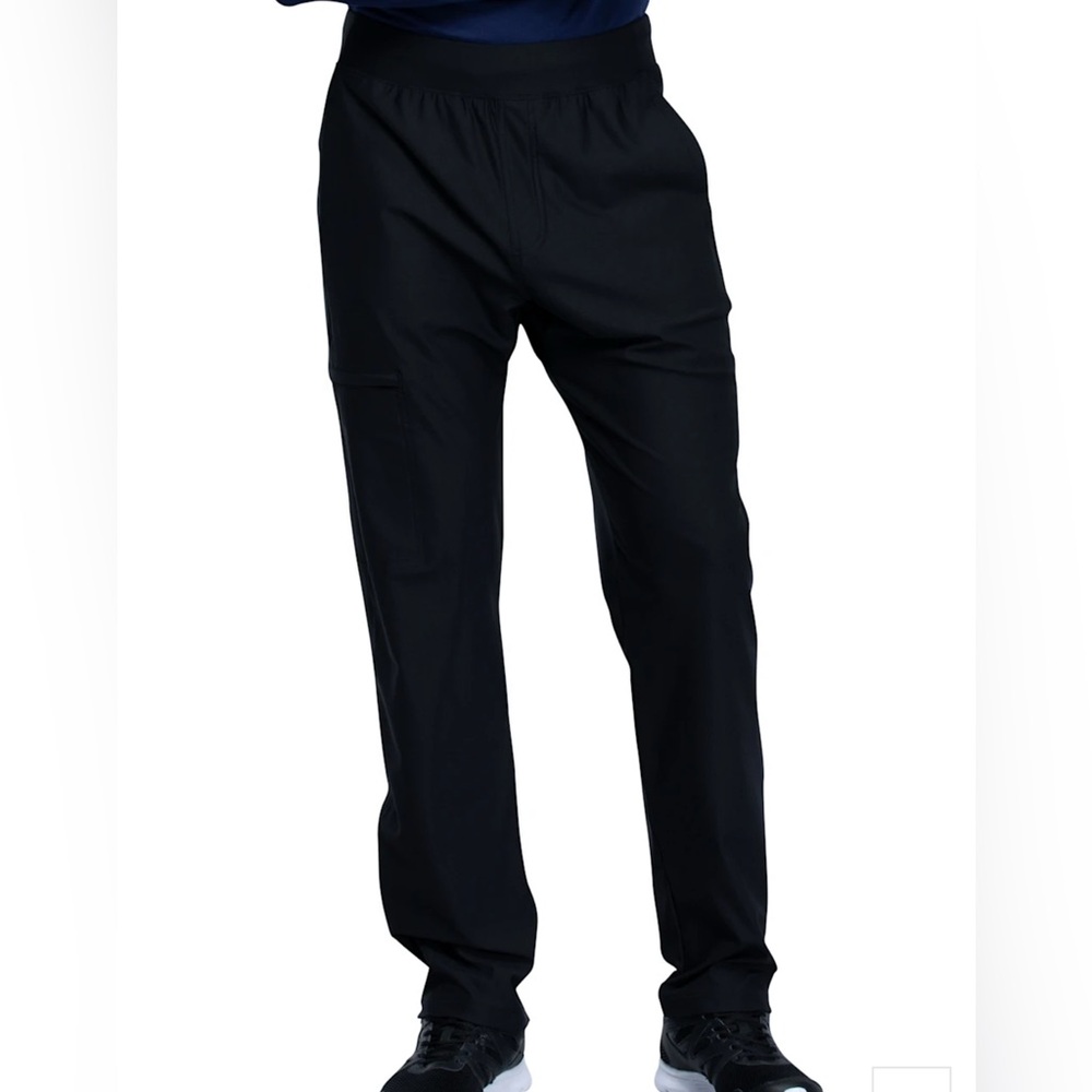 CHEROKEE MEN’S 5 POCKET TAPERED LEG CARGO SCRUB PANTS - 2X (SHORT) BLACK